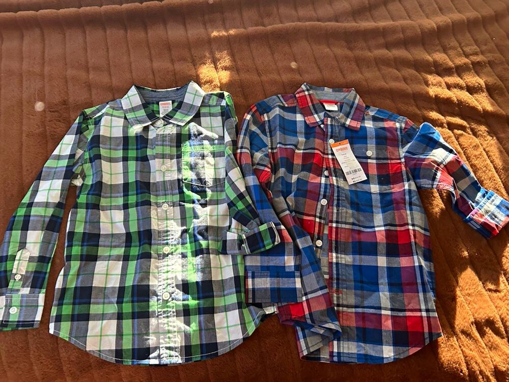 Gymboree Lot Boys 5-6Y Plaid Cotton Long Sleeve Collared Button-Up Shirts NWT